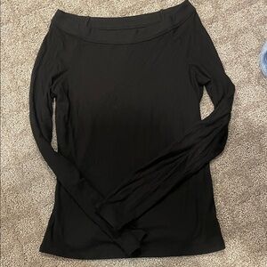 LOFT size med black spandex knit top, wide boatneck, off shoulder top